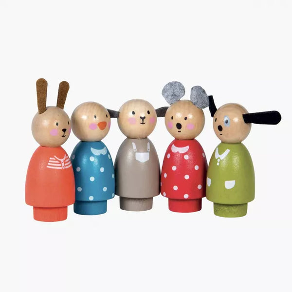 Set de 5 figurines en bois