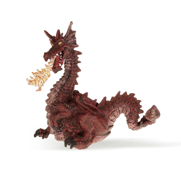 Red dragon figurine with flame