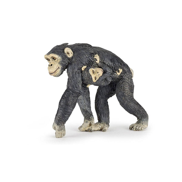 Chimpanzee mother figurine with her baby