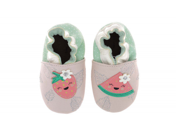 Chaussons Robeez rose et vert fruits Robeez - Maison Continuum