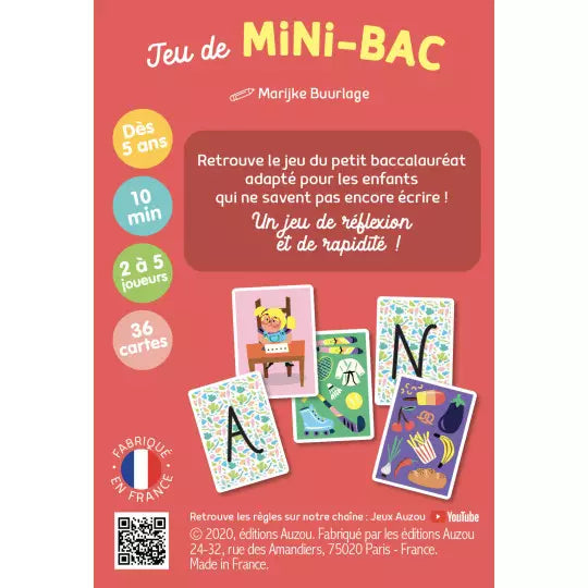 Jeux de cartes - Jeu du mini-bac Auzou - Maison Continuum