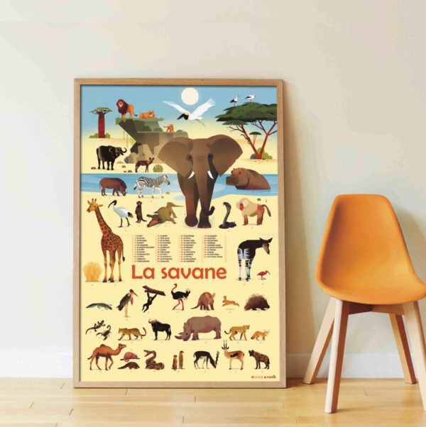 Poster pédagogique la savane Poppik - Maison Continuum